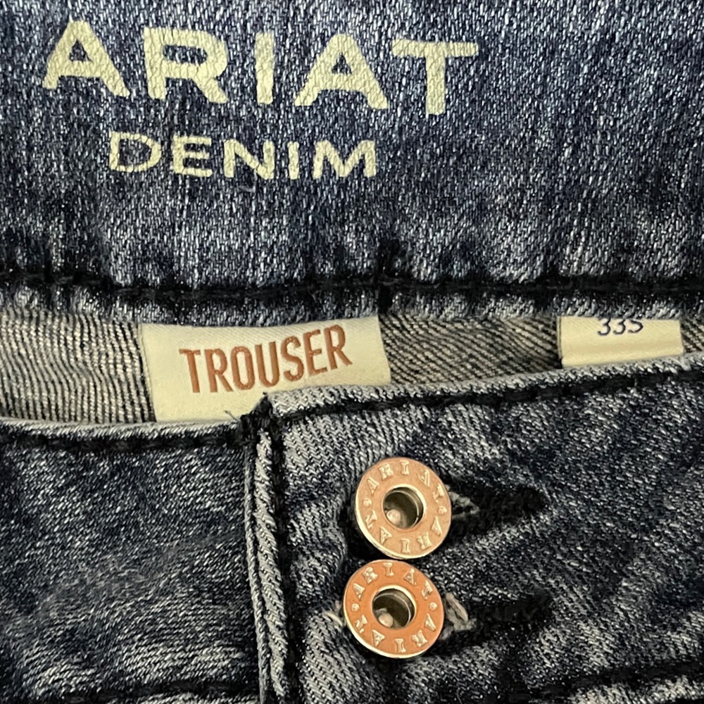 Ariat Denim Trouser Jeans Size 33 Short 33S Wide Leg Stretch - Picture 8 of 11